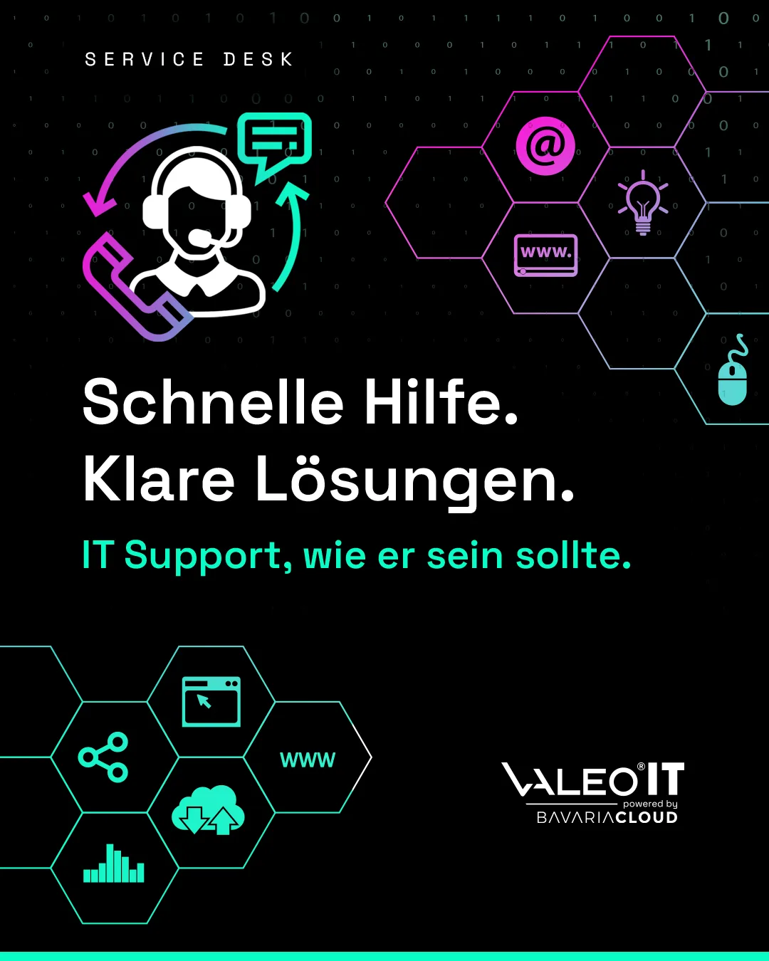 Instagram-Post „Schnelle Hilfe. Klare Lösungen.“ zum Service Desk