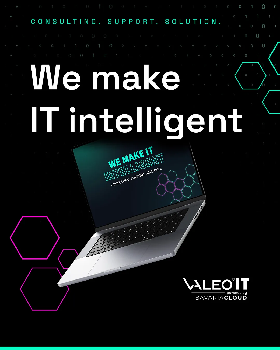 Instagram-Post „We make IT intelligent“ mit Laptop