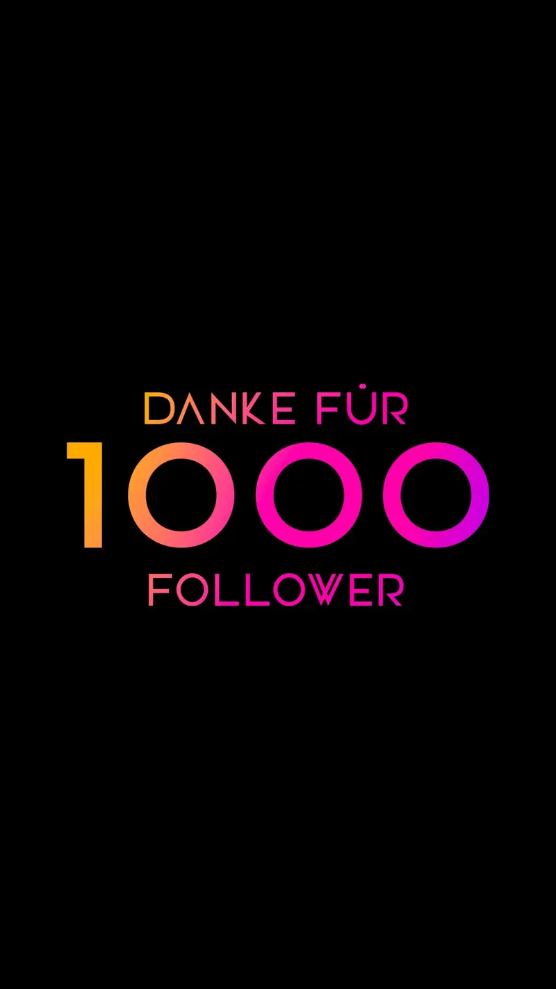Instagram-Story „Danke für 1000 Follower“ der Treibholz Beachbar in Gelb und Pink auf Schwarz